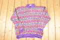 Vintage 1990s Essential Elements Knit Abstract Pattern Crewneck Sweater Women's XL  90s Knitted Sweatshirt  Vintage Preppy Knits