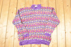 Vintage 1990s Essential Elements Knit Abstract Pattern Crewneck Sweater Women's XL  90s Knitted Sweatshirt  Vintage Preppy Knits