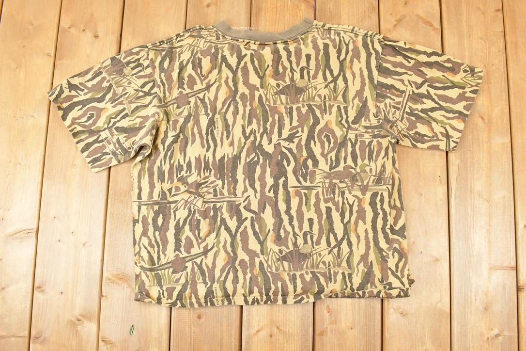 Vintage 1990s Rattlers Brand Ducks Unlimited AOP Camo T-Shirt Women's L