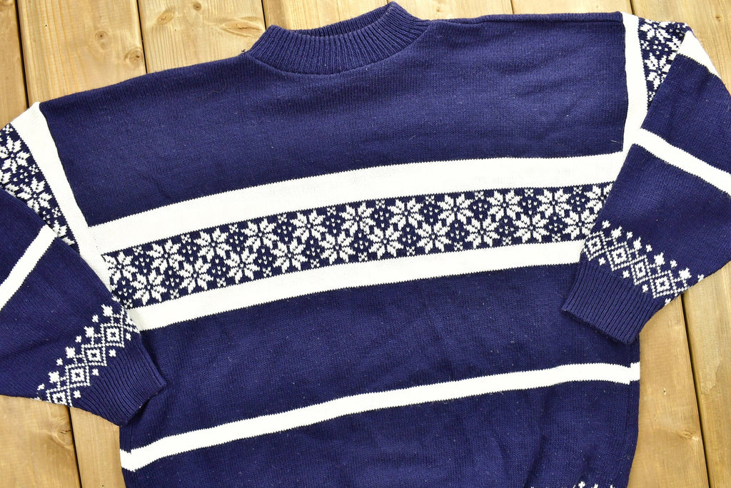 Vintage American Pride Knitted Sweater / Made In USA / Vintage 90s Crewneck / Pattern Sweater / Outdoor / Hand Knit / Pullover Sweatshirt