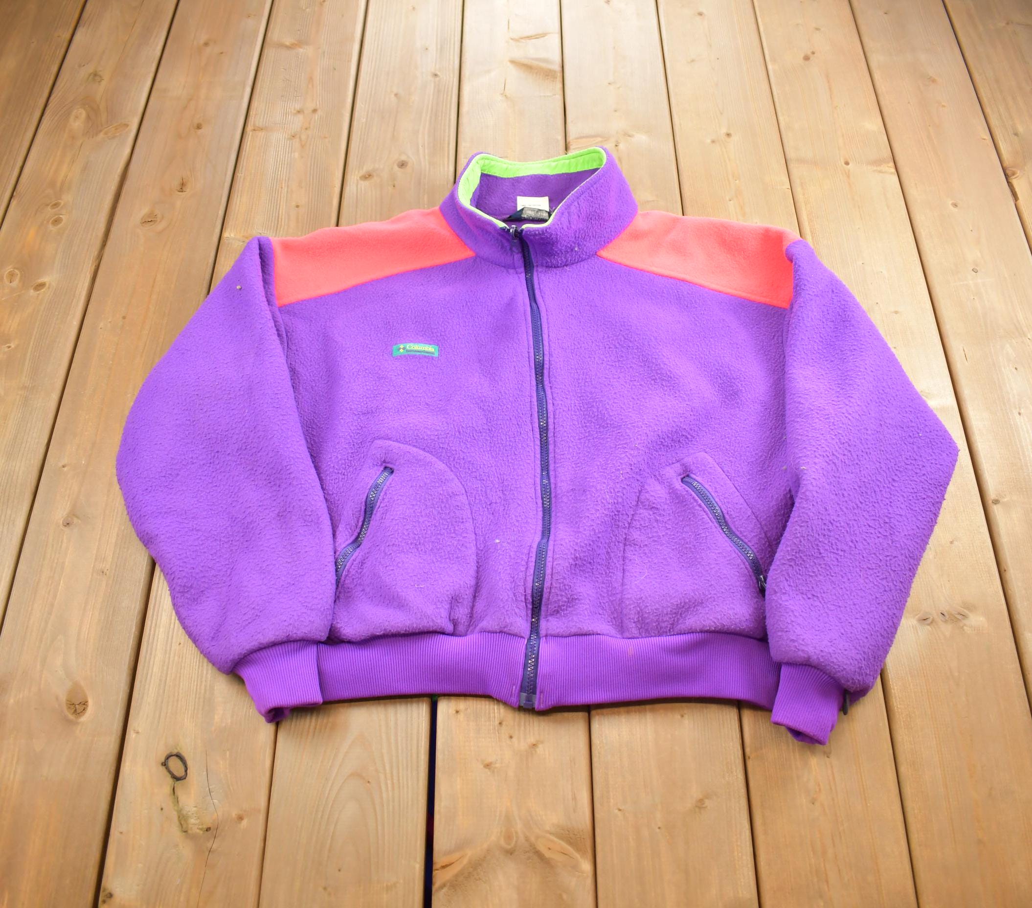 Vintage 1990s Columbia Colorful Fleece Sweater Made In USA