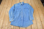 Vintage 1990s Saddle King Western Denim South Western Style Pearl Snap Button Up Rodeo Shirt