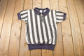 Vintage 1950s Vertical Striped Short Sleeve Quarter Zip Sweater