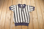Vintage 1950s Vertical Striped Short Sleeve Quarter Zip Sweater