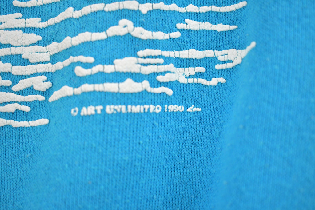 Vintage 1990 Lighthouse Graphic Raglan Crewneck Sweatshirt