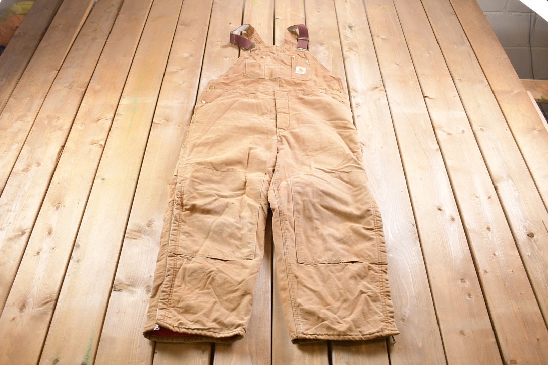 Vintage 1990s Carhartt Double Knee Canvas Overalls Size 42 Large