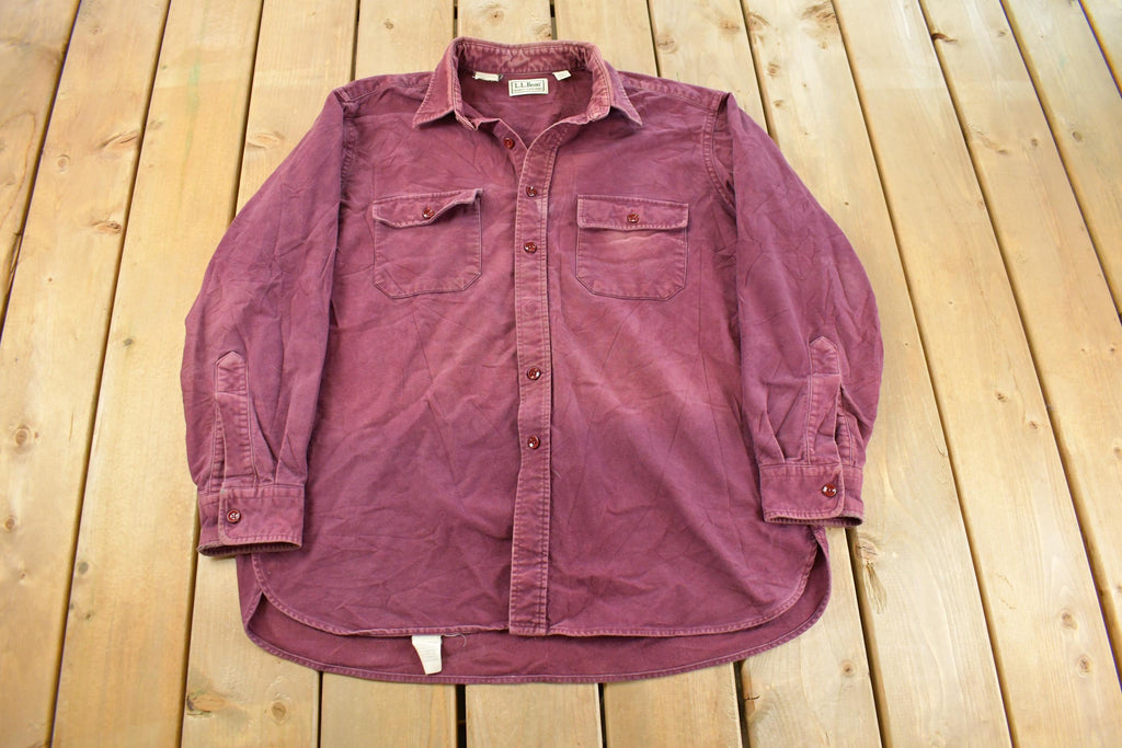 Vintage 1990s L.L. Bean Chamois Cloth Button Up Shirt Men's L / 90s Button Up / Vintage Flannel / Casual Wear / Outdoors / Made in USA
