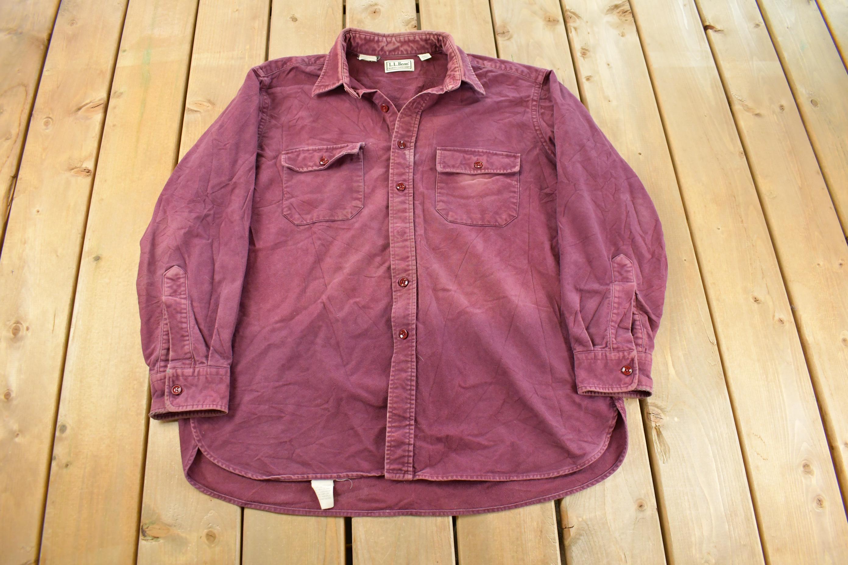Vintage 1990s L.L. Bean Chamois Cloth Button Up Shirt Men's L / 90s Button Up / Vintage Flannel / Casual Wear / Outdoors / Made in USA