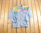 Vintage 1990's Custom Embroidered Diner Denim Jean Jacket /