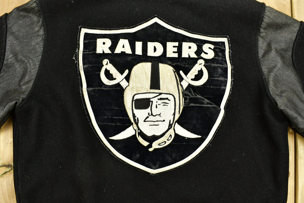Vintage 1990's Oakland Raiders Leather Letterman Jacket