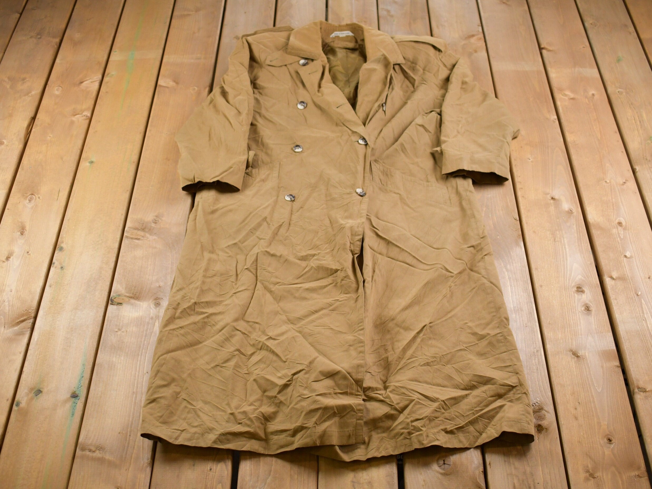 Vintage 1980s Canvas Double Breasted Trench Coat