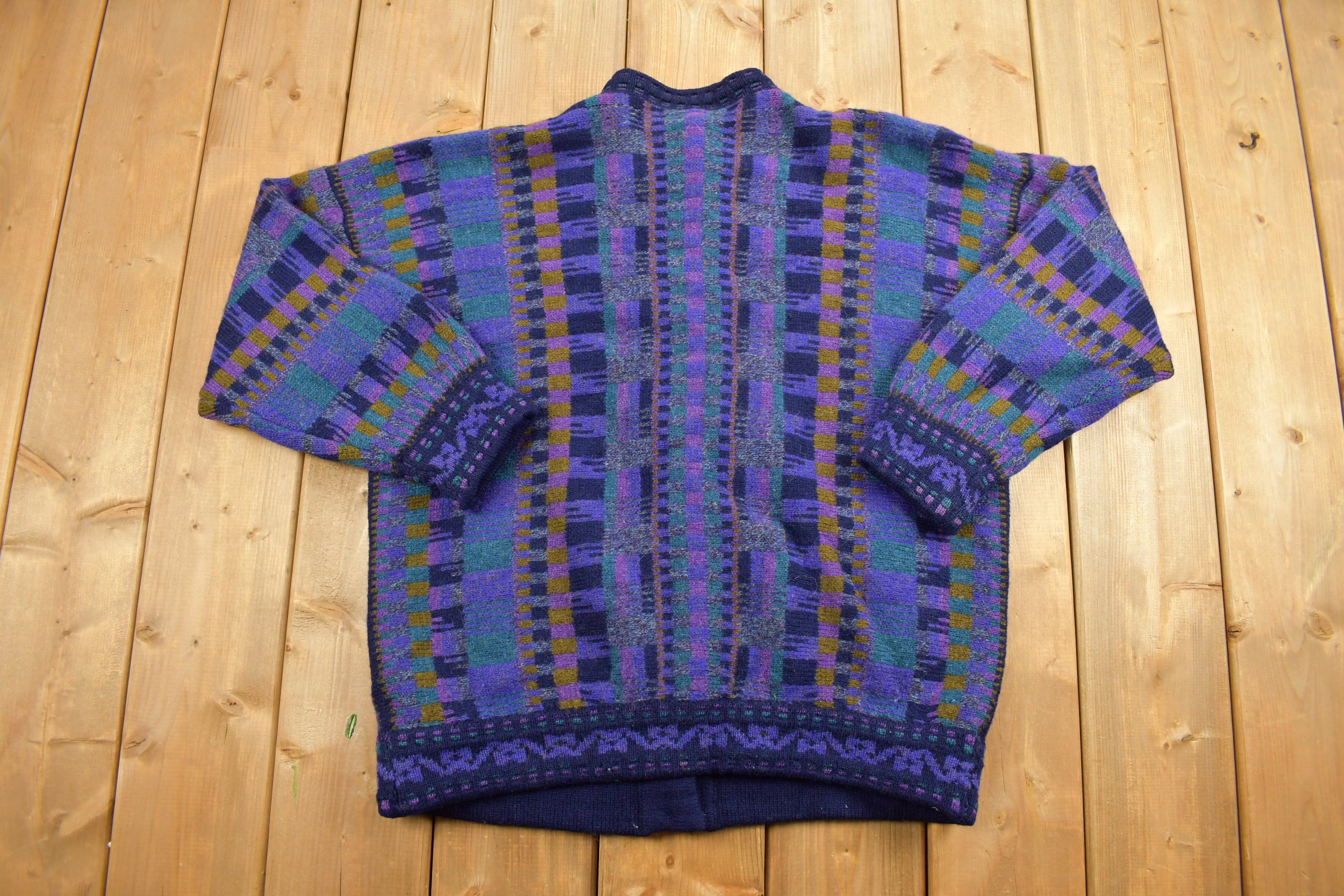 Vintage 1990s Kolor Knitted Cardigan Sweater