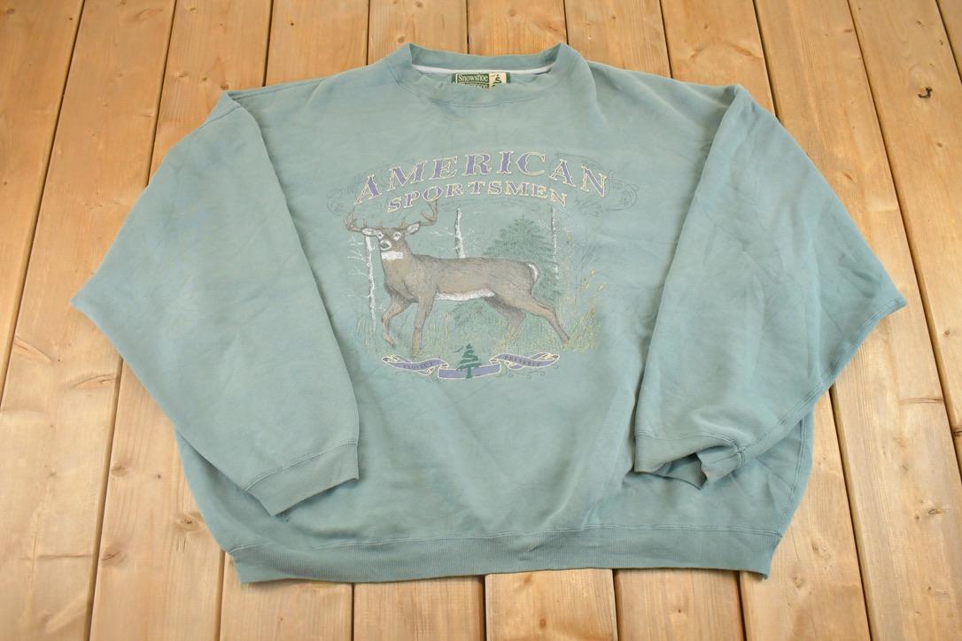 Vintage 1990s America Sportsman Big Buck Deer Souvenir Outdoorsman Crewneck Sweatshirt Mens XXXL