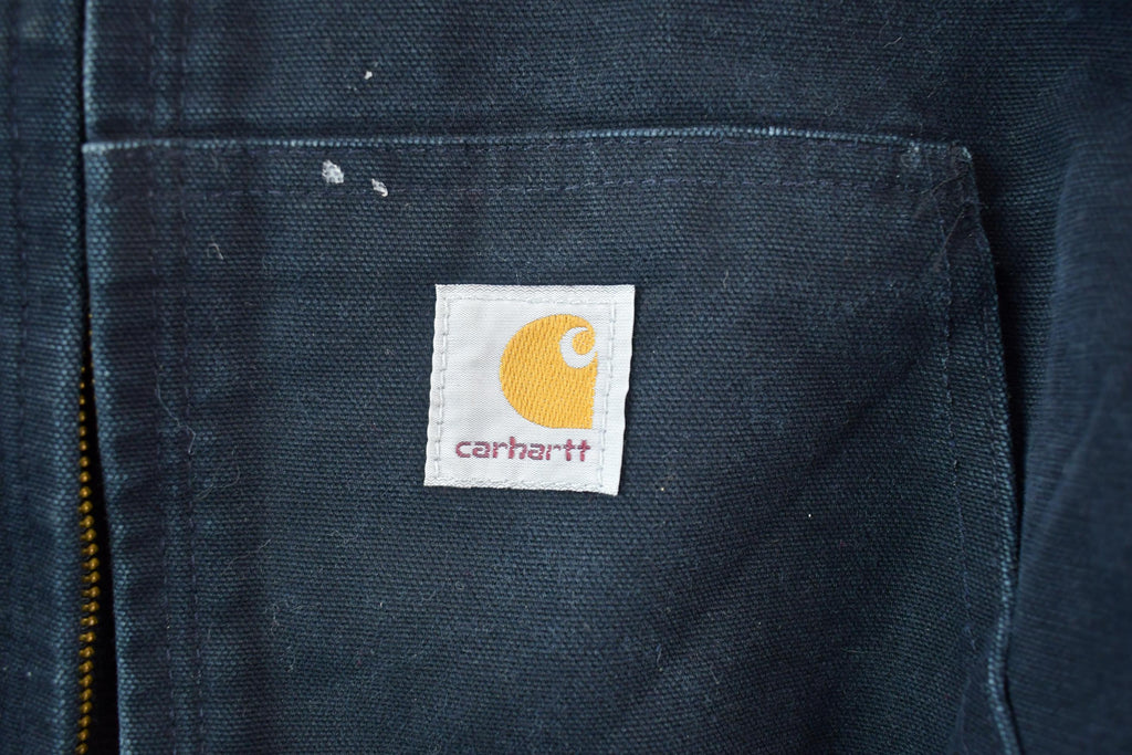 Vintage 1990s Distressed Carhartt Heavy Canvas Ed M Feld Eq Co Carroll Iowa Hooded Jacket Made In USA