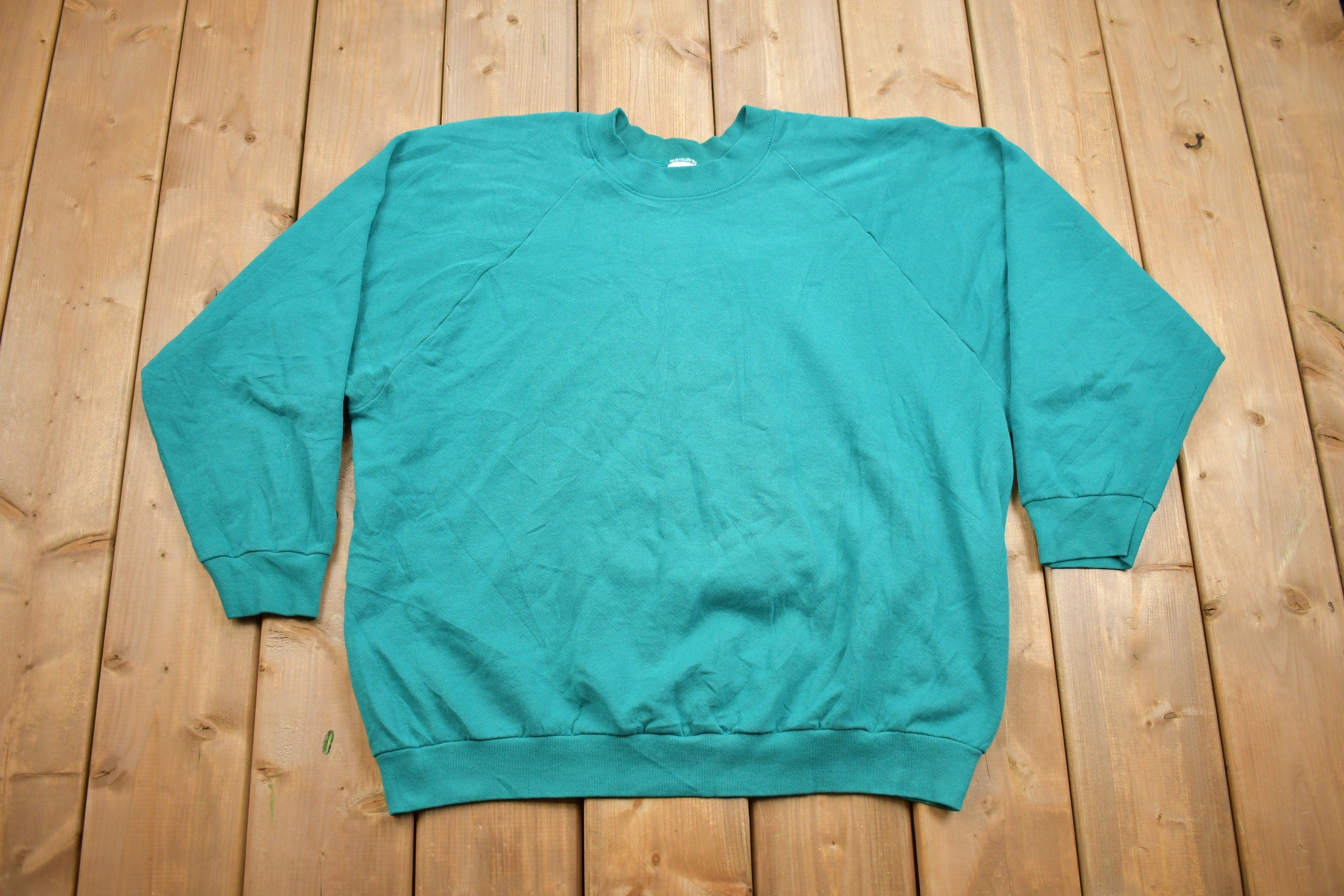 Vintage 1990s Blank Turquoise Crewneck Sweatshirt