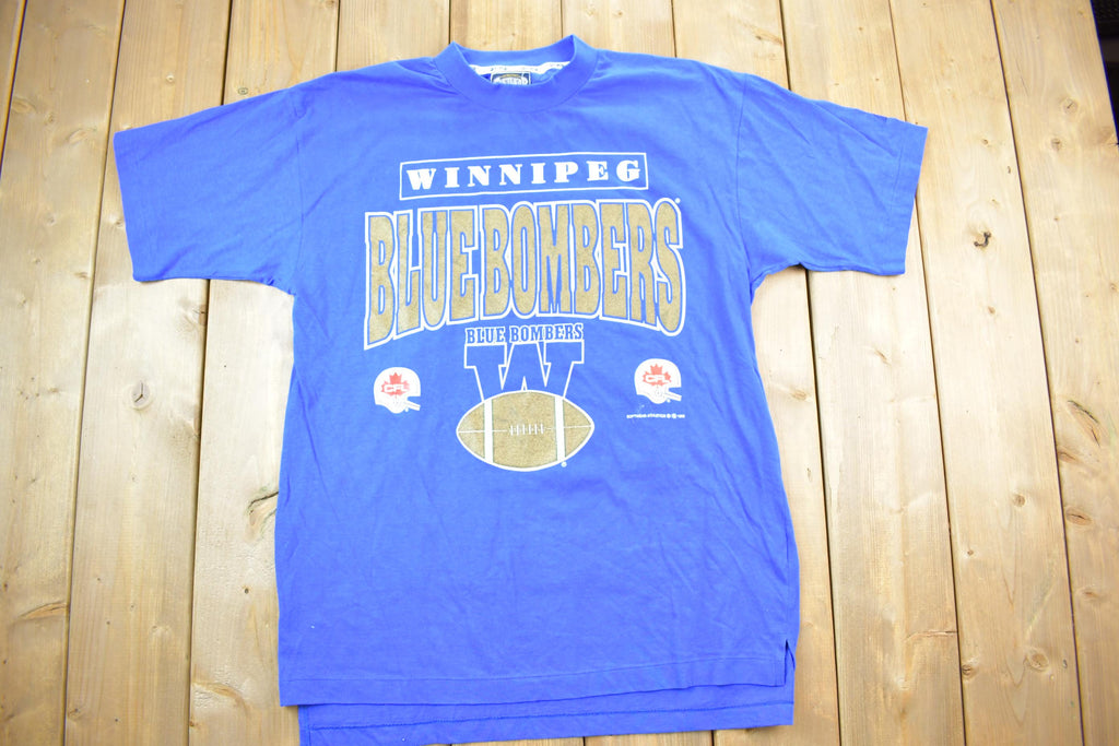 Vintage 1990s Winnipeg Blue Bombers CFL Softwear Graphic T-Shirt