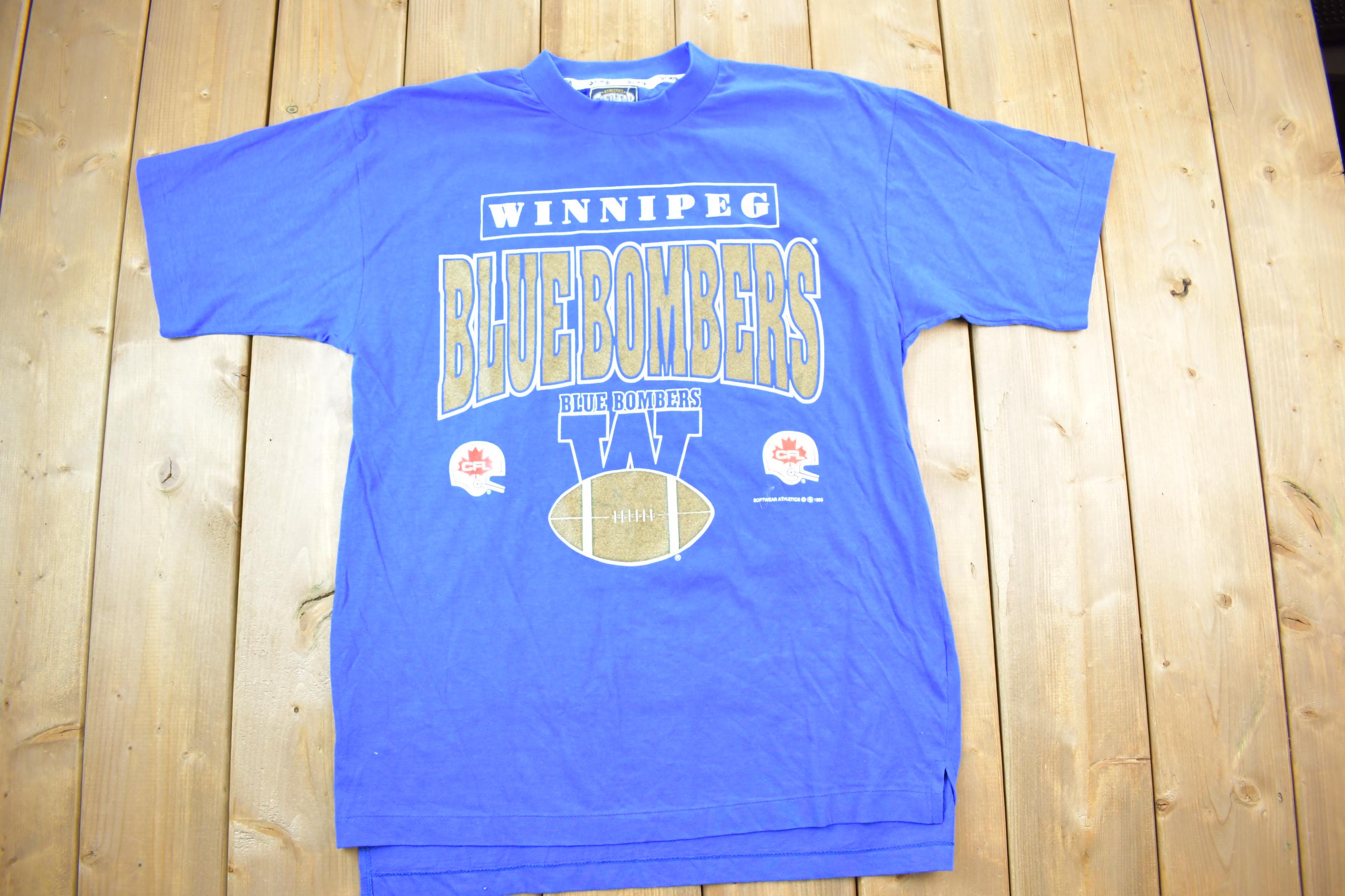 Vintage 1990s Winnipeg Blue Bombers CFL Softwear Graphic T-Shirt