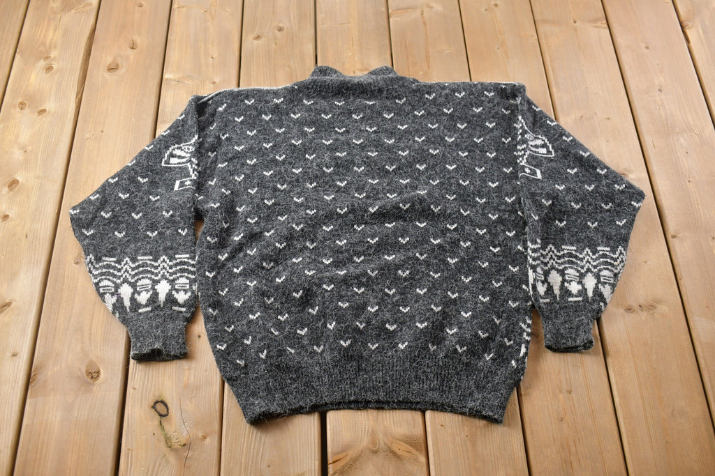 Vintage 1990s David Brett Knitted Turtleneck Sweater / Vintage 90s Turtleneck / All Over Pattern / Acrylic / Sweatshirt / Abstract Pattern