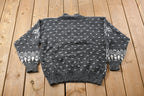 Vintage 1990s David Brett Knitted Turtleneck Sweater / Vintage 90s Turtleneck / All Over Pattern / Acrylic / Sweatshirt / Abstract Pattern
