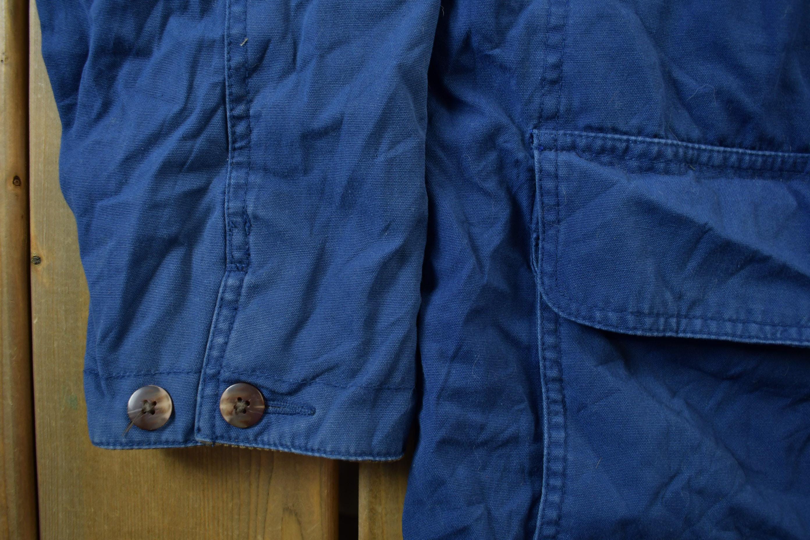 Vintage 1990s Club Room Chore Coat Leather Collar Jacket