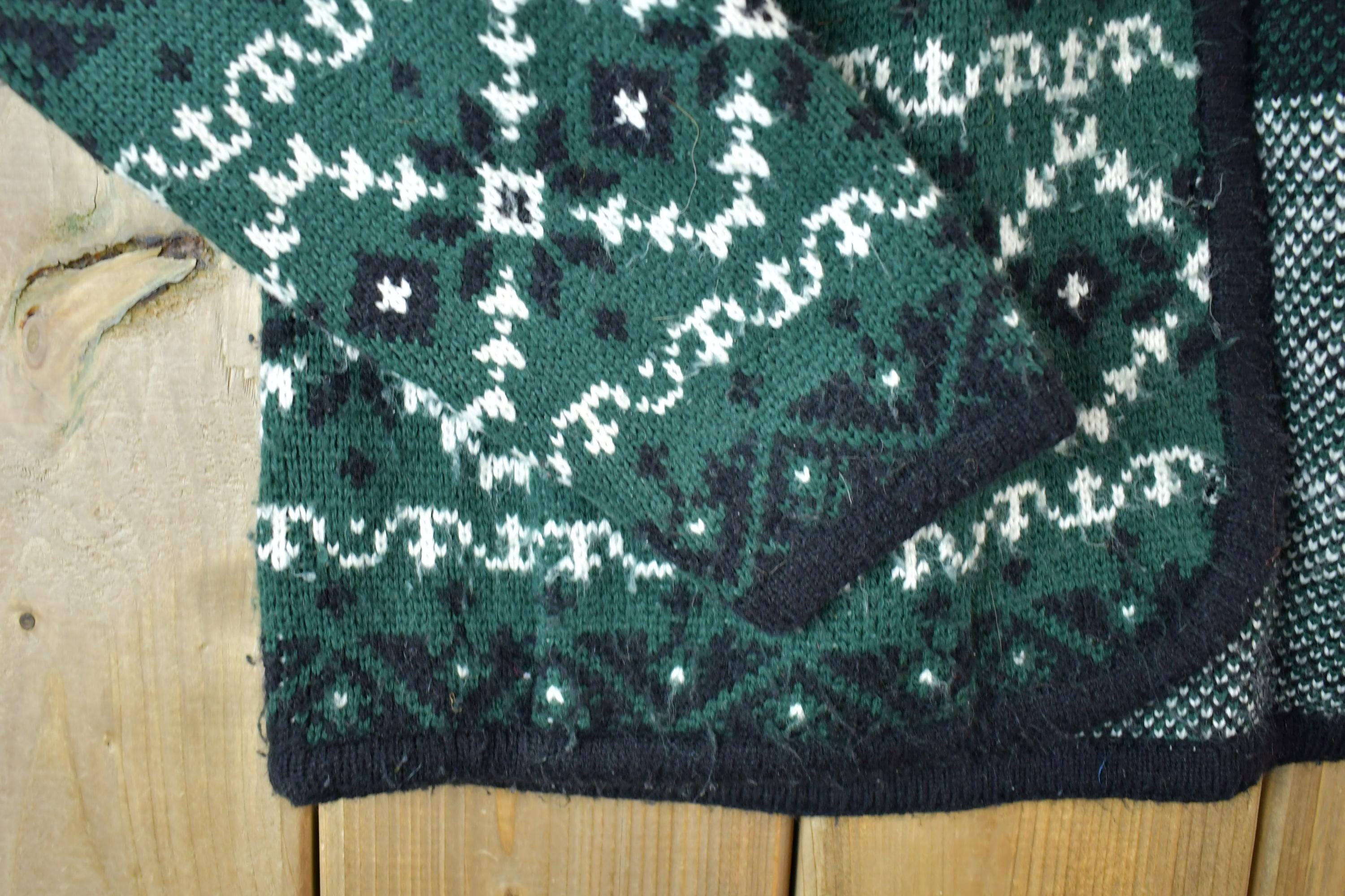 Vintage 1990s Crystal Kobe Knit Open Front Crewneck Sweater /