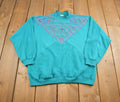 Vintage 1980s Blast Embroidered Abstract Pattern Turtle Neck Sweater