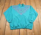Vintage 1980s Blast Embroidered Abstract Pattern Turtle Neck Sweater