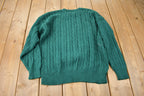Vintage 1990s Quissett Cove Green Cable Knit Crewneck Sweater