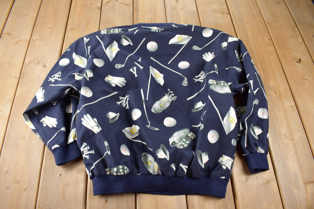 Vintage 1990s Pin High All Over Print Golfing Windbreaker Jacket Size M