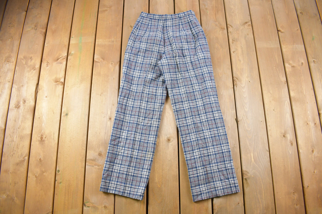 Vintage 1980s Pendleton Virgin Wool Plaid Trousers Size 24 x 27