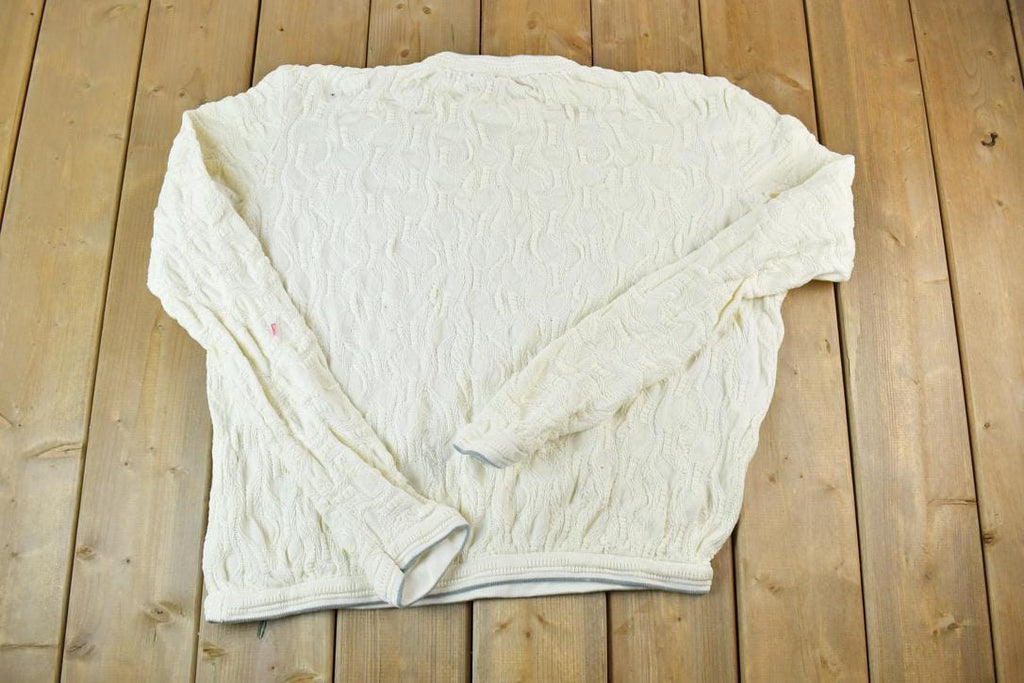 Vintage 1990s Coogi Made In Australia 3D knit 100% Cotton Abstract Pattern Crewneck Sweater