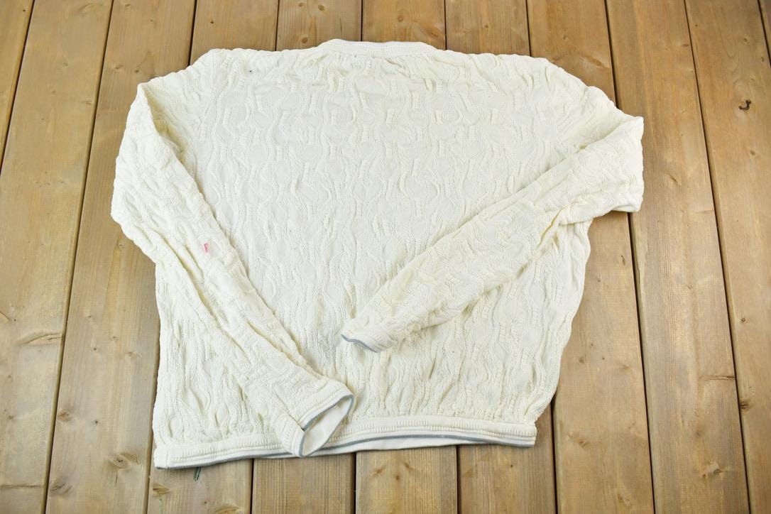 Vintage 1990s Coogi Made In Australia 3D knit 100% Cotton Abstract Pattern Crewneck Sweater