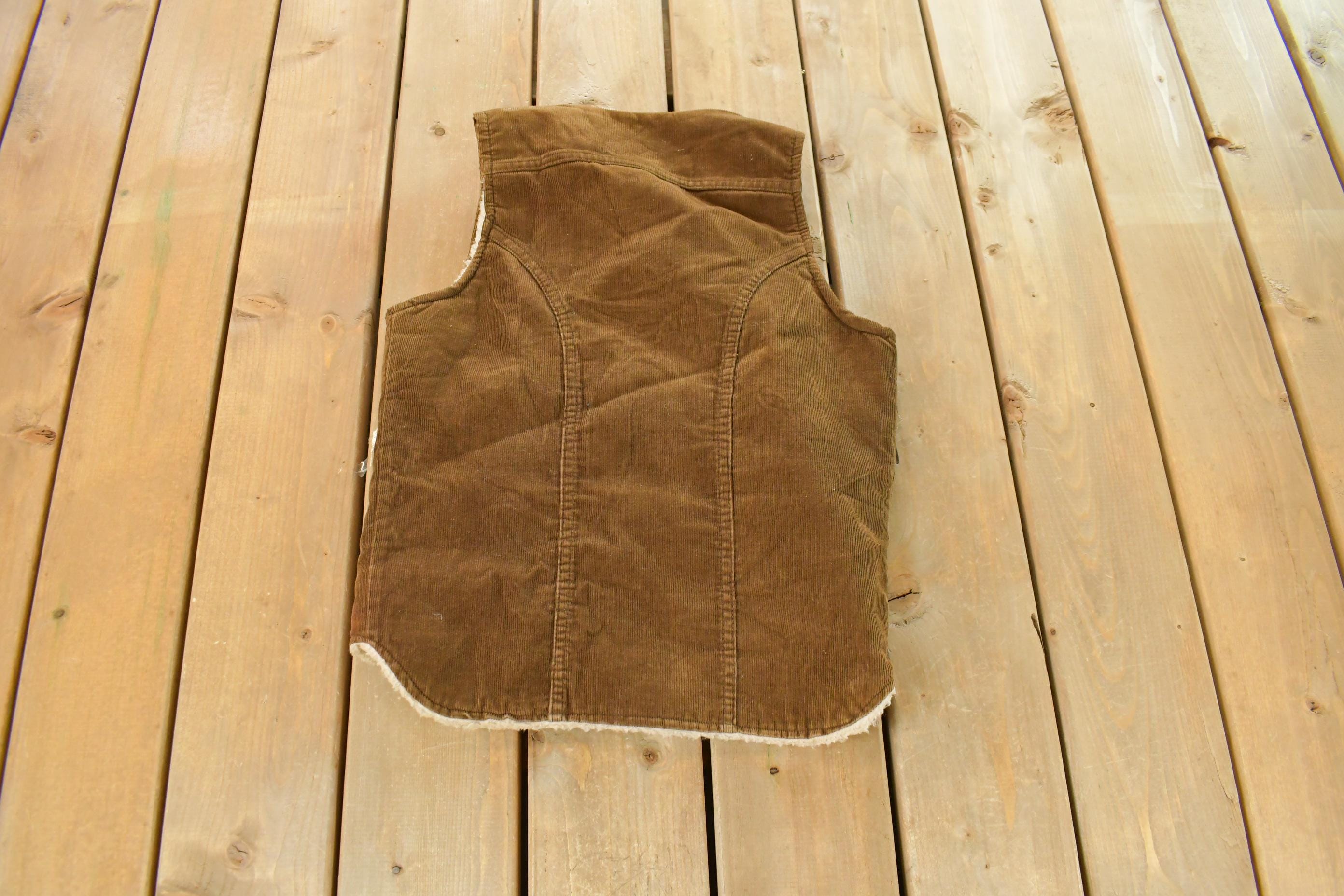 Vintage 1970s Wrangler Sherpa Lined Corduroy Vest Men's Small