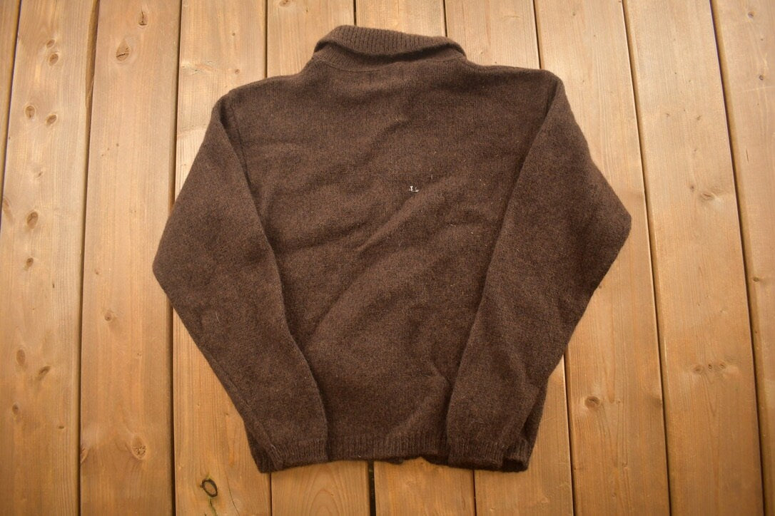 Vintage 1990s ALPS Women's Knitted Blank Button Up Sweater