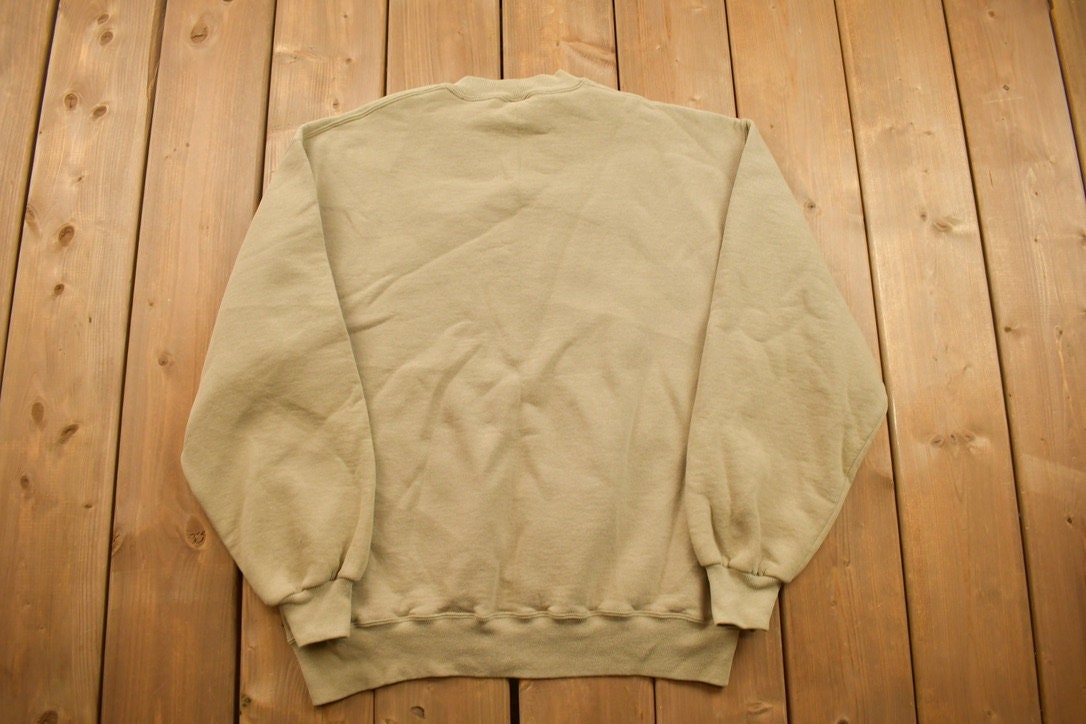 Vintage 1990s Beige Russell Athletics Blank Crewneck Sweatshirt