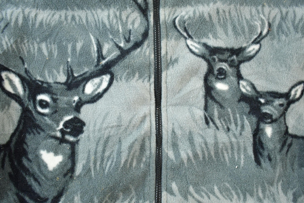 Vintage 1990s All Over Print Big Buck Deer Fleece Sweater