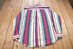 Vintage 1990s Nautica Striped Button Up Shirt / Made in USA / Abstract Pattern / Casual Shirt / Formal Shirt