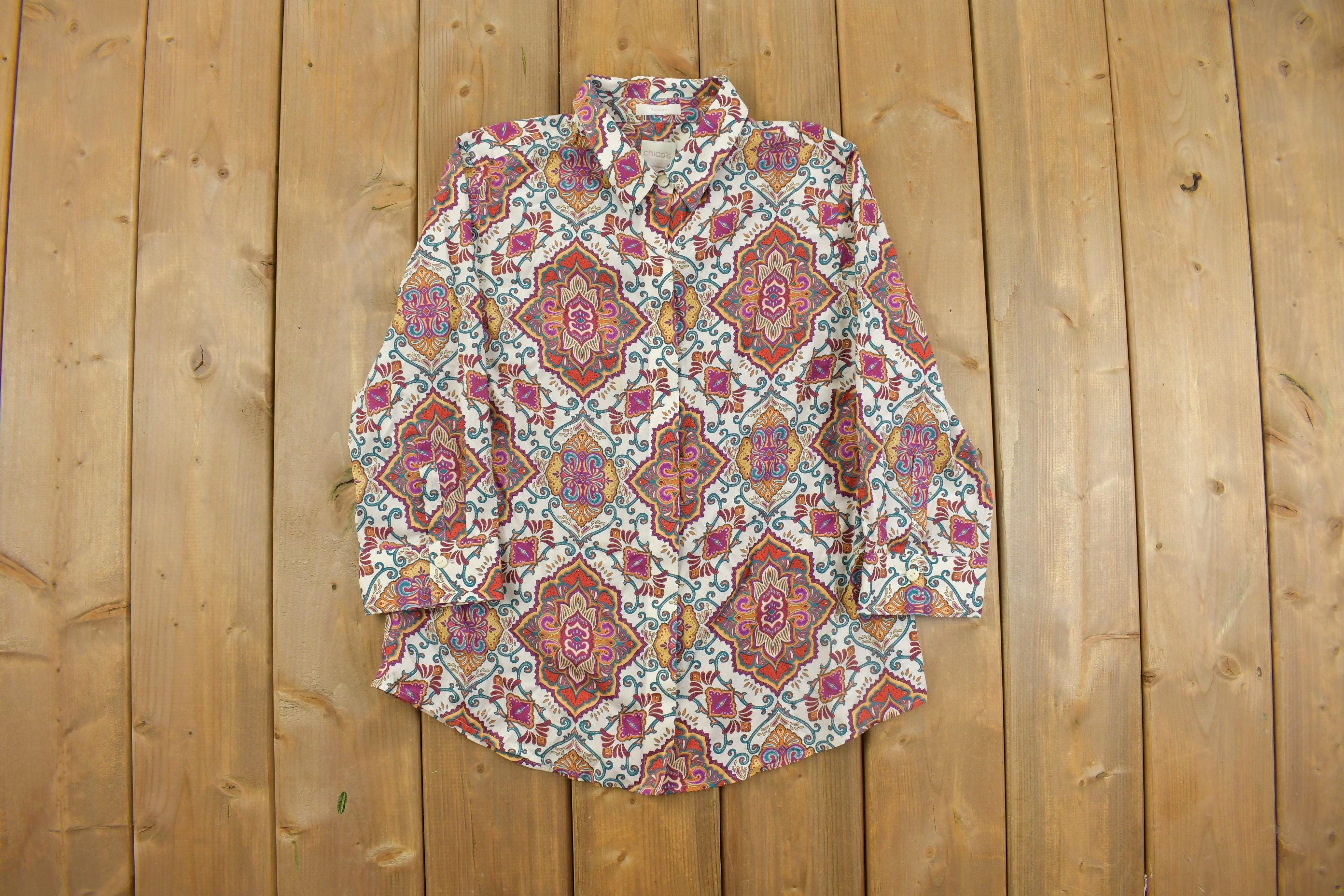 Vintage 1990s Chico's Women's Medallion Blouse