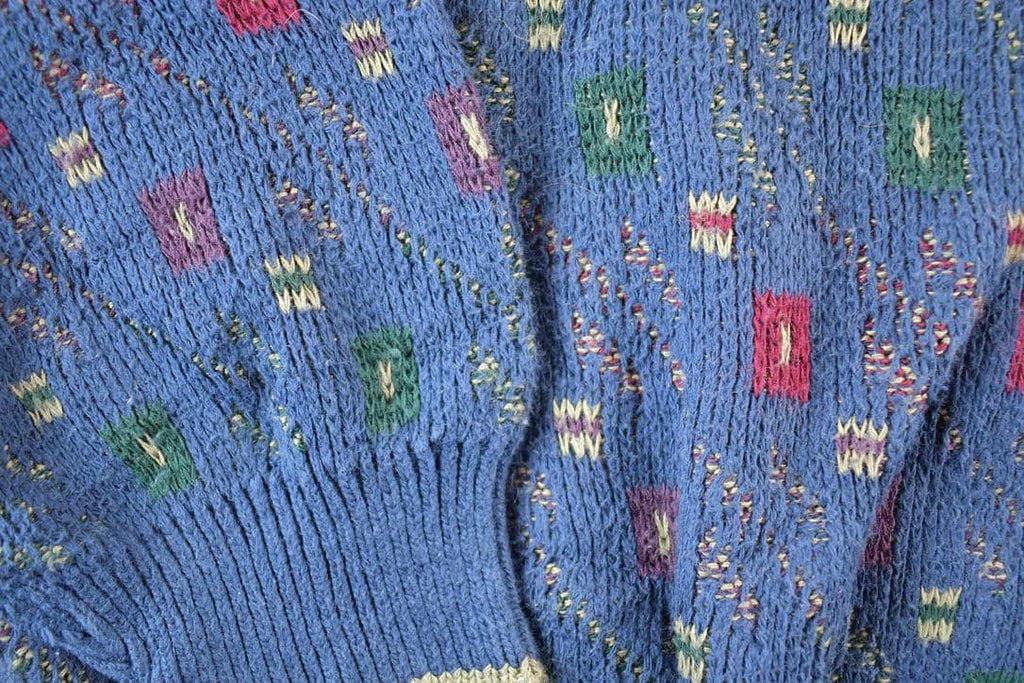 Vintage 1990s Trader Bay Knit Abstract Pattern Crewneck Sweater Mens M  90s Crewneck  Preppy Knits  Wool Blend  Cotton Blend