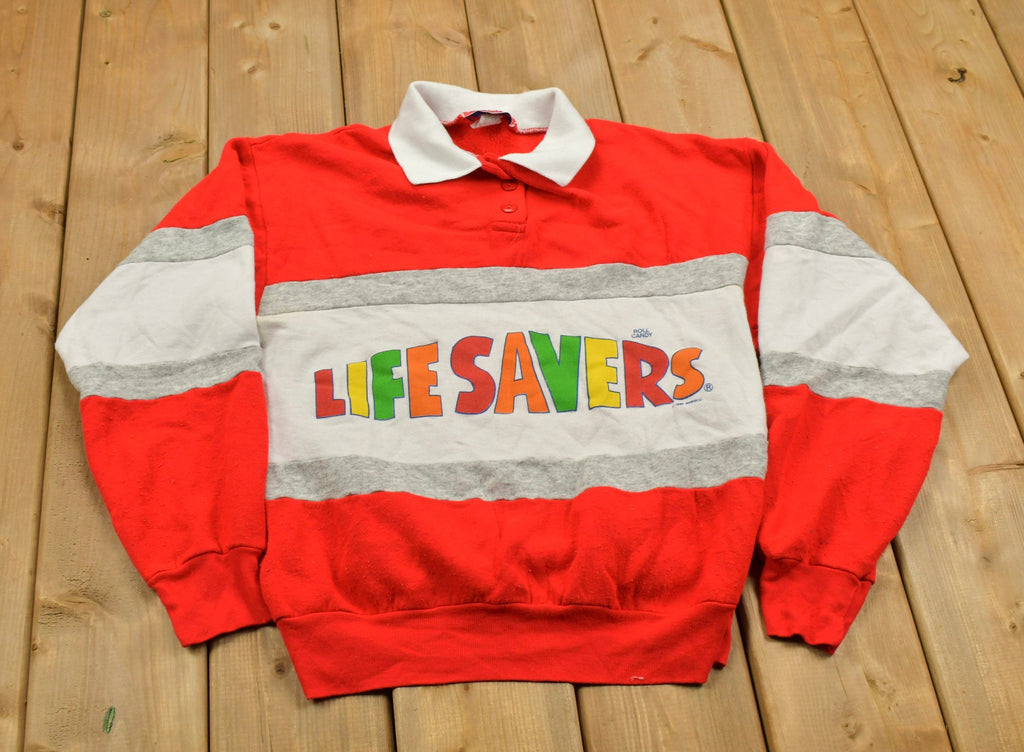 Vintage 1980s Life Savers Graphic Collared Sweater
