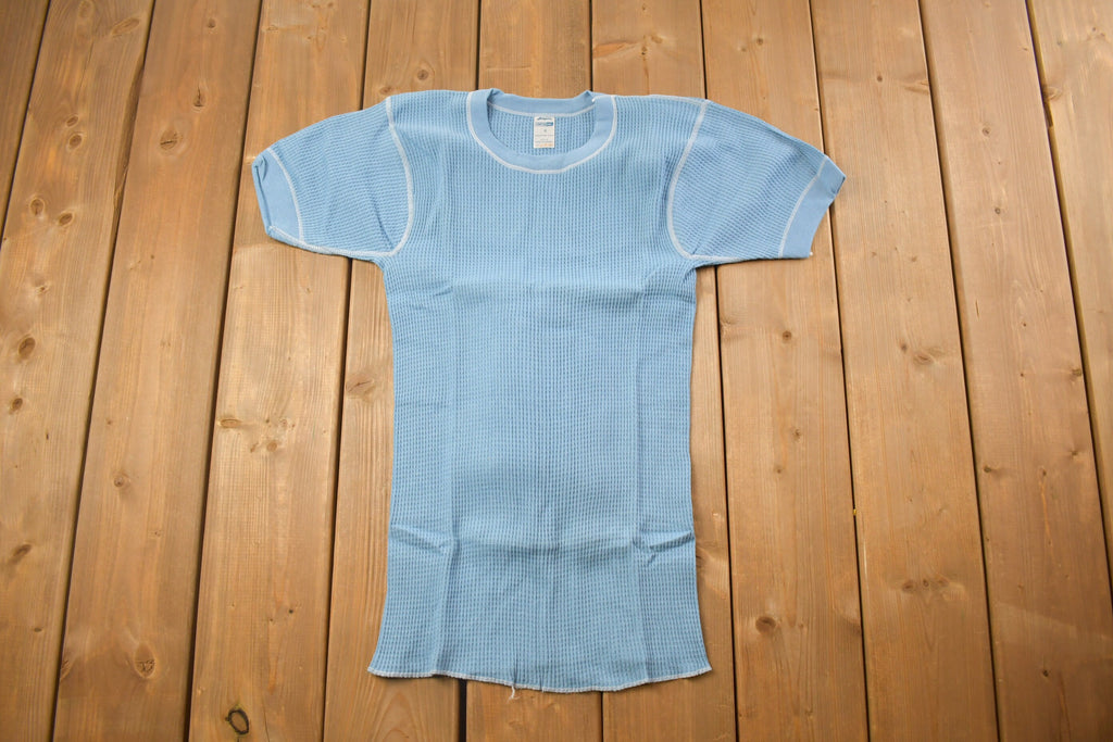 Vintage 1970s Deadstock Atlantic Sanfor Knit Thermal Blue T Shirt