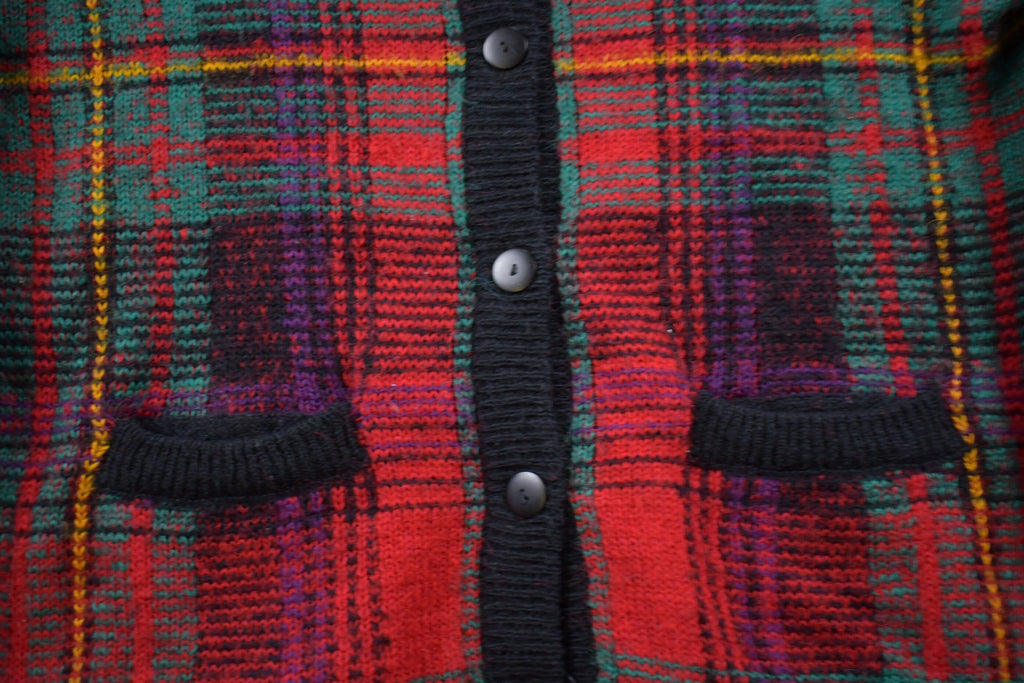 Vintage 1990s Franco Valeri Plaid Cardigan Sweater