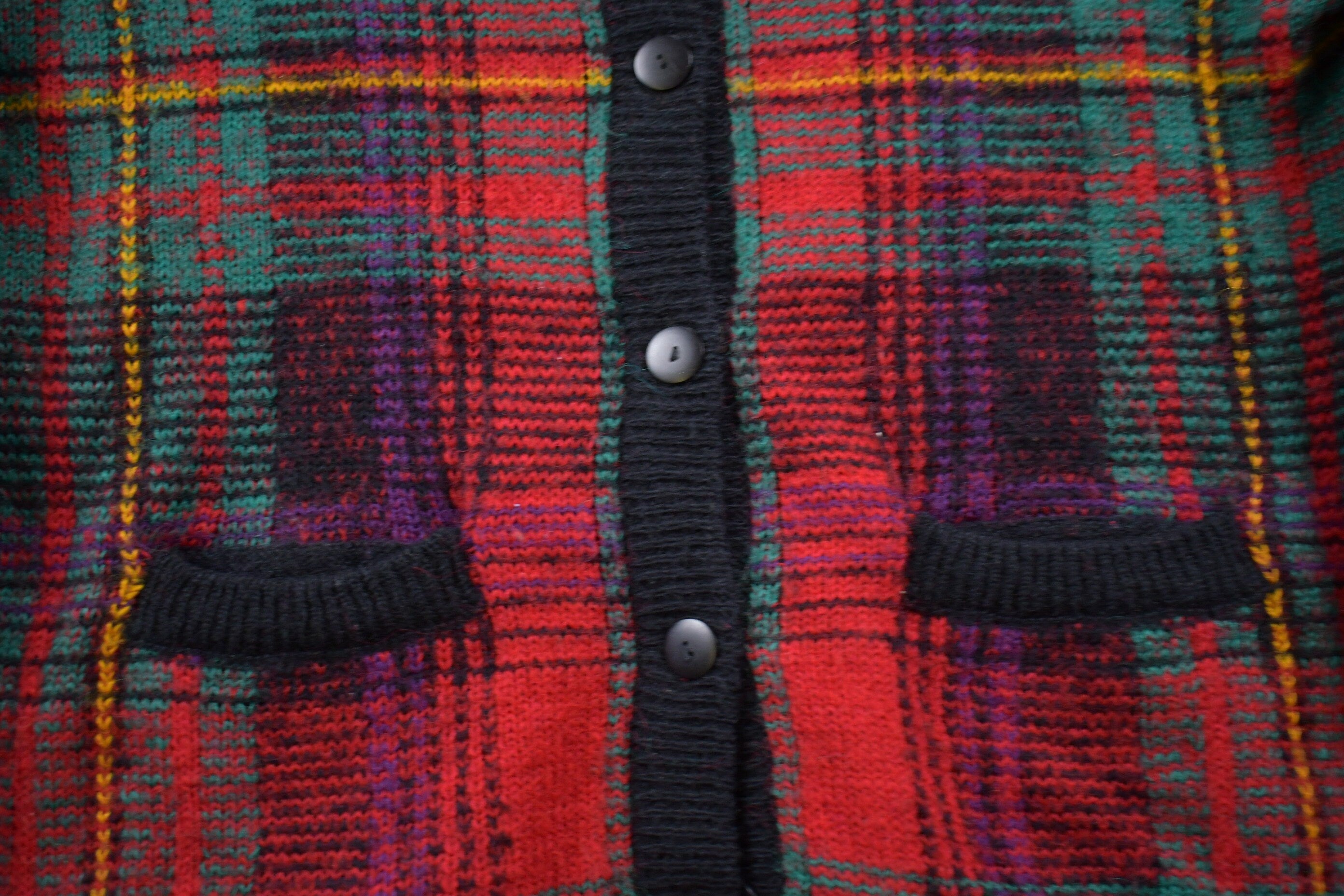 Vintage 1990s Franco Valeri Plaid Cardigan Sweater