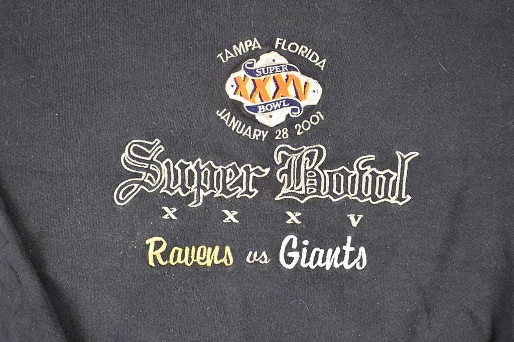 Vintage 2001 Ravens Vs Giants Super Bowl Tampa Embroidered NFL Crewneck Sweatshirt Mens L