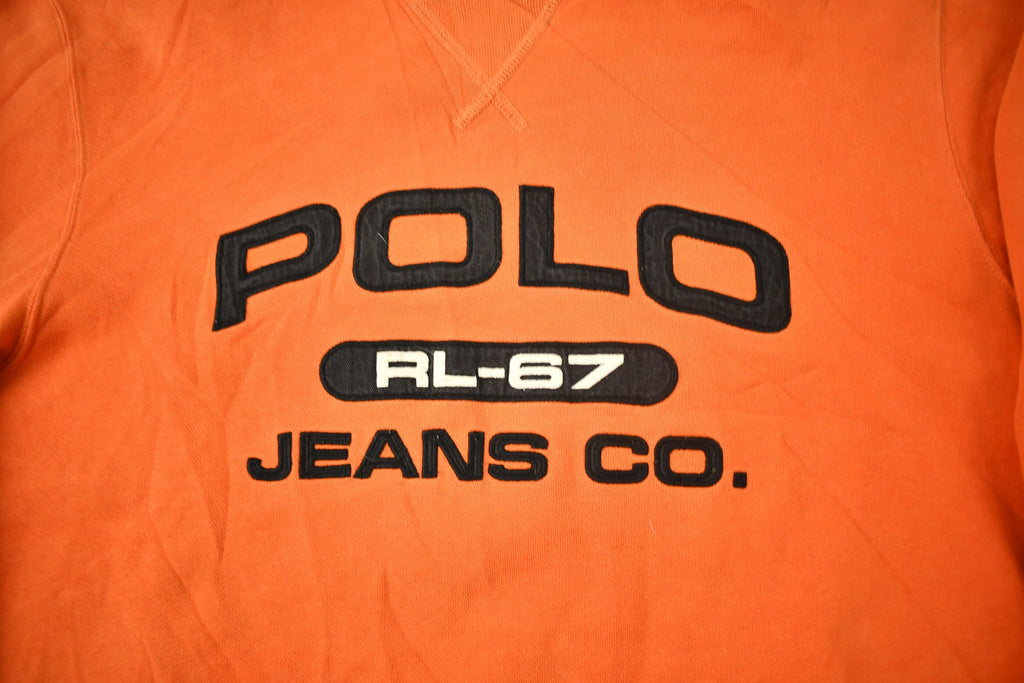 Vintage 1990s Polo Jeans Co Orange Crewneck Sweatshirt