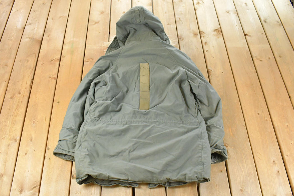 Vintage 1970s Military Cold Weather N-3B Military Fur Hood Parka Jacket Men's Small