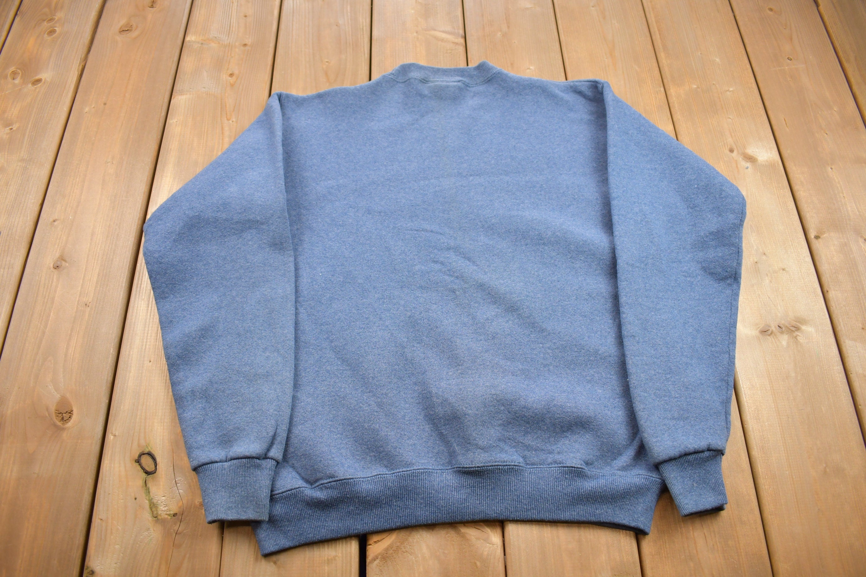 Vintage 1990s Heavy Weight Blank Blue Crewneck Sweatshirt