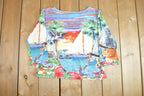 Vintage Y2K Take Two Clothing Co Vacation Sunset Beach Graphic Wrap Around Long Sleeve Shirt