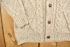 Vintage 1990s Aran Crafts 100% Merino Wool Button Up Knit Sweater