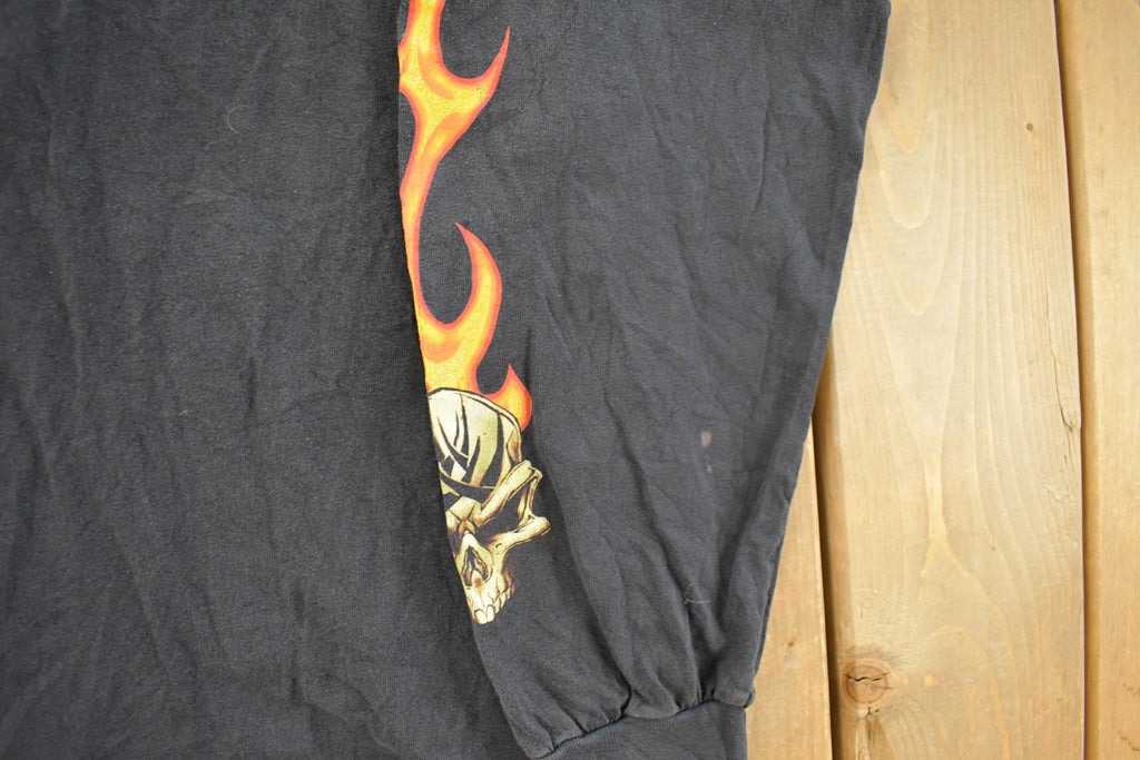 Vintage 1990s Skull Biker Long Sleeve T Shirt Men's XL